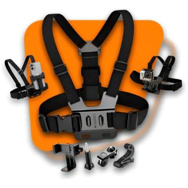 Imagem de Kirk Suporte Peitoral (Chest Mount) 360° Profissional | para Celular, Câmera Esportiva, GoPro Hero, iPhone, Android, Gravações em Moto, Bike, Trilhas e Esportes de Ação, Ajustável e Estável