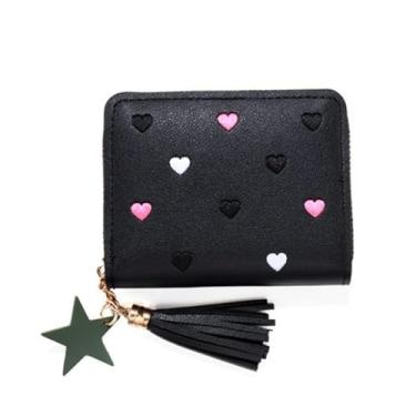 Imagem de Carteira feminina elegante e multifuncional com zíper, Preto, Minimalista