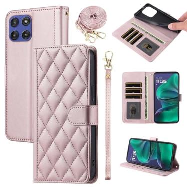 Imagem de Furiet Argyle Capa carteira para Motorola Moto G Stylus 5G 2025 com alça removível de pulso/ombro, compartimentos para cartões, bolsa fólio, acessórios de couro PU de luxo para celular G5 mulheres