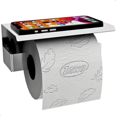 Imagem de 2X Porta Papel Higiênico De Parede Adesivo Sem Furo Inox Elg