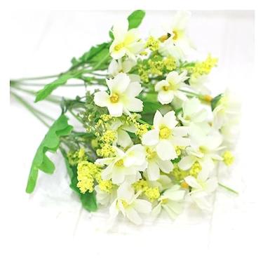 Imagem de Flores artificiais Buquê de flores artificiais com margaridas gerbera, para decoração jardim doméstico, arcos casamento, parede, buquê noiva(E)