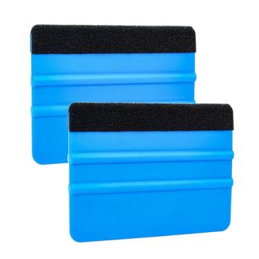 Imagem de Rodo de feltro de plástico azul, 2 peças, rodo de decalque para remover bolhas para filme de vinil de carro, gráficos e papel de parede, raspador de vinil para aplicação de letras de vinil, 4 x 7,4 cm