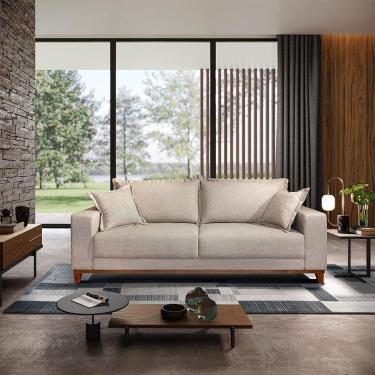 Imagem de Sofá Fixo Living 3 Lugares Pequim Mundial Estofados Areia