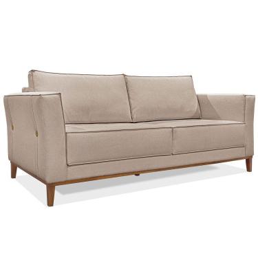 Imagem de Sofá Living 2 Lugares 1,70M Vega Linho Pés Castanho Areia