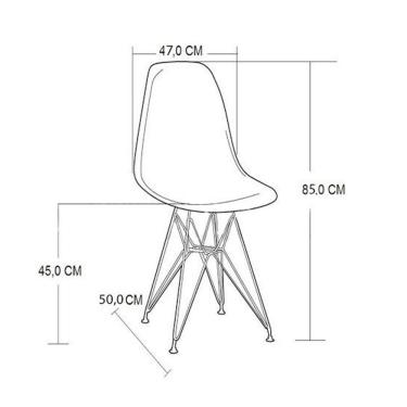 Imagem de Mesa Industrial Jantar Retangular 137X90Cm Preta Base V Com 6 Cadeiras Eames Eiffel Pretas Ferro