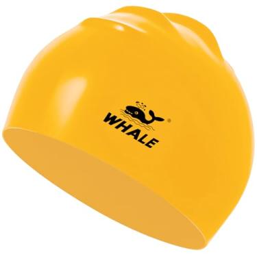 Imagem de Touca de natação de silicone - impermeável antiderrapante de alta elasticidade - mantém o cabelo seco, perfeita para homens e mulheres, touca de natação grande (amarelo)