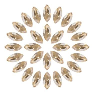 Imagem de Generic 50 peças de strass em forma de olho de cavalo, 7 x 15 mm, contas de strass para fazer joias, artesanato, enfeites de cristal, champanhe