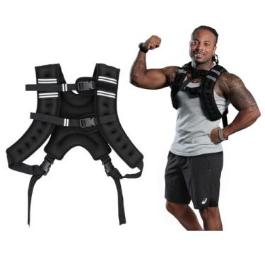 Imagem de Mikolo Colete com peso de 3,6 kg/5,4 kg/7,3 kg para homens e mulheres, colete de peso corporal com listras refletivas para treino, treinamento de força, corrida, fitness, musculação