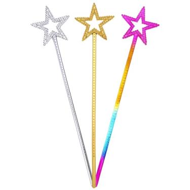 Imagem de VZVOO 3 Pack Magic Wands for Girls, 13 Inch Princess Fairy Wands - Kids Dress Up Party Favors Star Wands for Halloween, Birthday, Christmas, Cosplay