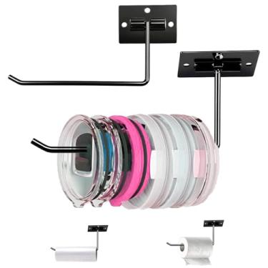 Imagem de BJUTYEU Organizador de tampa de copo, suporte de tampa sob o armário para Yeti/Stanley/tampas de copo modernas simples, autoadesivo ou gancho de tampa de copo de perfuração, 16,69 polegadas, 2 peças