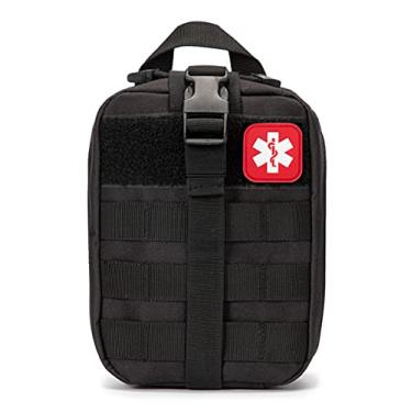 Imagem de Bolsa tática de primeiros socorros Jipemtra MOLLE EMT IFAK Bolsa Rip-Away Trauma First Aid Resder Medical Emergency Utilitário Bolsa tática militar, Black.