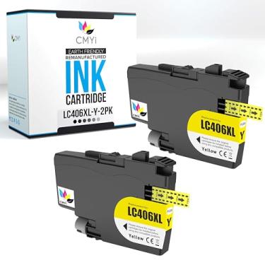 Imagem de CMYi LC406XL Cartucho de tinta de substituição amarelo para impressora Brother MFC-J4335DW J4340DW J4345DW J4535DW J4540DW J5855DW J5955DW J6555DW J6955DW J6955DW (2 amarelos)