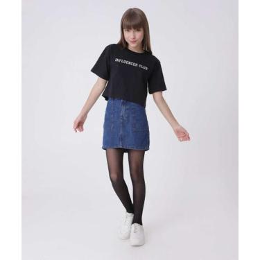 Imagem de Saia Juvenil Jeans Curta Marisa Tam 10 a 16-08046, 10, Jeans azul