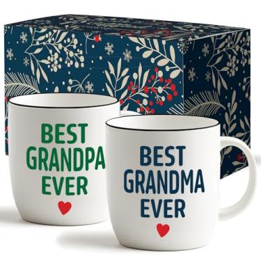 Imagem de Triple Gifffted Canecas para avós, Best Ever Grandma and Grandpa – Presentes de neto, neta, netos, netos, presente para o dia dos pais, avô, Natal, copos V1