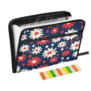 Imagem de Wassud Pasta organizadora de arquivos de papel A4 sanfonada vermelha com etiquetas pasta de arquivo expansível com 13 bolsos