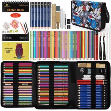 Imagem de Kit de desenho de materiais de arte Daerthotk 100 com caderno de desen