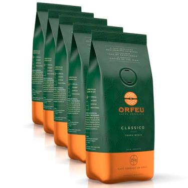 Imagem de Café em Grãos Premium Orfeu Clássico Kit 5 Pacotes de 250g