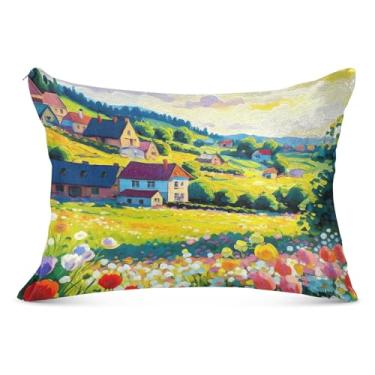 Imagem de Fronha decorativa branca floral floral com zíper King Queen capa de travesseiro de tamanho padrão bonito extra macio, tamanho Queen, 50,8 cm x 76,2 cm