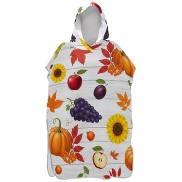 Imagem de Joisal Poncho de surfe trocador de roupão adultos praia com capuz toalha de banho absorvente elementos de outono homens mulheres poncho com capuz
