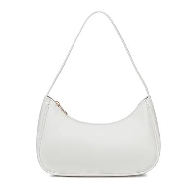 Imagem de Bolsas de ombro para mulheres, linda bolsa Hobo Tote Mini Clutch com fecho de zíper, Branco, Casual