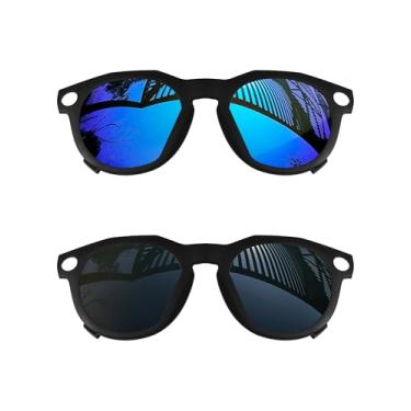 Imagem de MYCOURAG Armação preta de lentes polarizadas com proteção UV para óculos de sol Oakley Meta HSTN OW8002 51 mm, Preto + azul, One Size