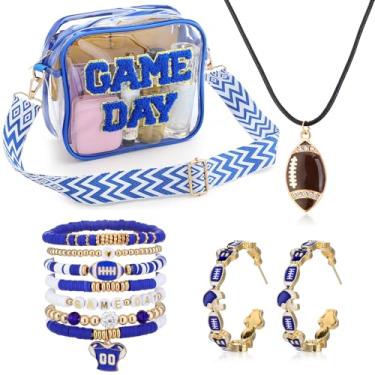 Imagem de Shinylin Conjunto de 12 peças de presente de dia de jogo de futebol para mulheres, inclui pulseira de pingente de futebol para dia de jogo, brincos e colar, bom para fãs de bola de pé, presentes para