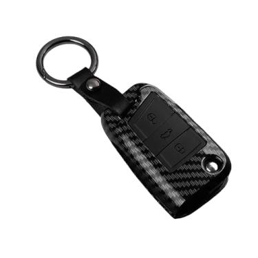 Imagem de Capa de chave de carro em fibra de carbono ABS compatível com VW Golf 7 MK7 Tiguan MK2 compatível com SEAT Ateca Leon FR 2 Ibiza compatível com Skoda Octavia(Carbon A3 Set2)
