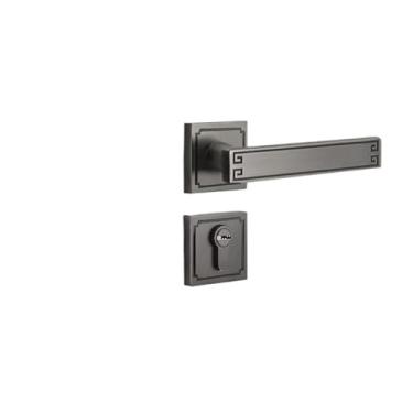 Imagem de Fechadura de porta chinesa mecânica de madeira para quarto, banheiro, liga de zinco silenciosa, fechadura silenciosa (cinza)