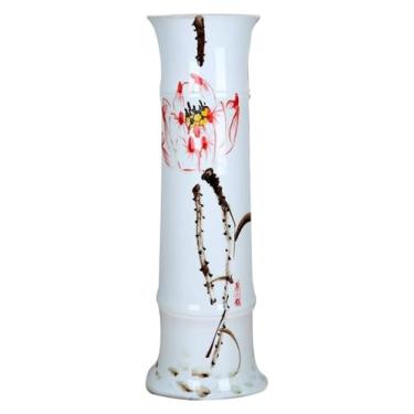 Imagem de Vaso decorativo de cerâmica, lótus clássico, simples para decoração, arte, casa, casa, sala de estar, quarto, mesa de escritório com base de cerâmica
