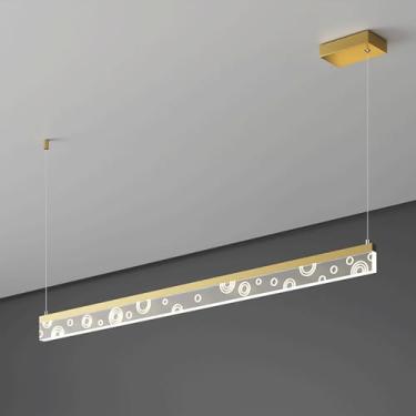 Imagem de Luminária pendente ultrafina em acrílico, lustre linear para sala de jantar, luminária suspensa de metal com 90 cm de comprimento, luminárias de suspensão LED modernas, luminárias pendentes