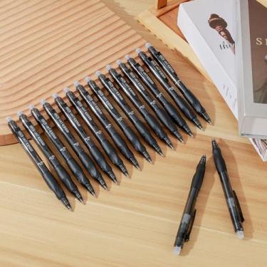 Imagem de BAYTORY 16 canetas de gel apagáveis clicker, caneta retrátil de 0,5 mm de tinta azul, ponta fina, escrita confortável de usar para marcação, planejador, palavras cruzadas (preto)