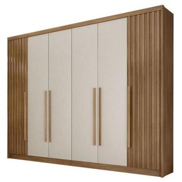 Imagem de Guarda Roupa Casal Ripado Bragança 6 Portas 6 Gavetas Cumaru 25 Fendi 