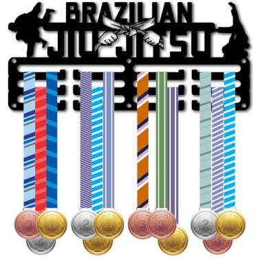 Imagem de CREATCABIN Medalha de Jujitsu Suporte de Medalha de Jiu Jitsu Brasileiro 3 Linhas 12 Ganchos Prêmios Esportivos Suporte de Parede Decoração de Casa para Atleta Jogador Vencedor de Corrida Organizador