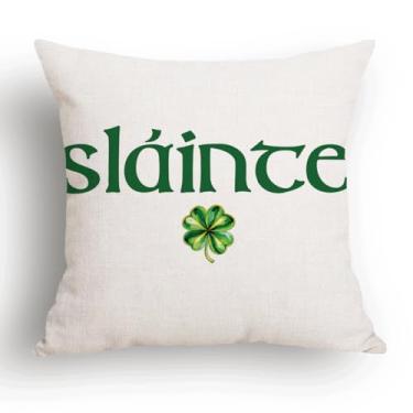 Imagem de Capa de travesseiro de Dia de São Patrício 45,7 x 45,7 cm – Sláinte Green Clover Farmhouse, decoração de férias irlandesas para sofá, sofá, quarto, celebração do dia de São Patrício