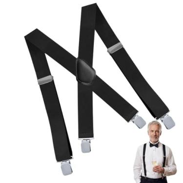 Imagem de Suspensório clássico resistente: 5 cm de largura, clipes resistentes, X-Back, suspensórios de trabalho elásticos ajustáveis