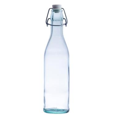 Imagem de TableCraft Garrafa de óleo e vinagre 12936 com tampa, 482 g, vidro colorido verde, clipe hermético, garrafa alta para preparação de cozinha, armazenamento de mesa e bebidas, 7 x 7 x 28 cm