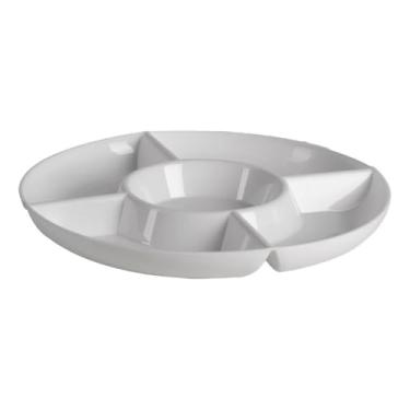 Imagem de Petisqueira com 5 Divisórias Grandes 28cm de Plástico - Ideal para Servir Frios, Petiscos e Acompanhamentos em Festas e Churrascos