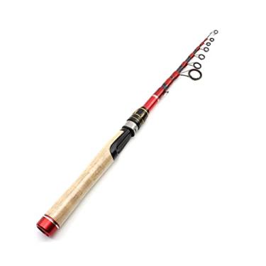 Imagem de Vara de pesca vara de pesca cabo de madeira isca de vara giratória de carbono vara de pesca telescópica vara de pesca portátil para viagem vara de pesca