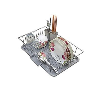 Imagem de Escorredor de pratos sobre a pia, escorredor de pratos, escorredor de pratos e escorredor de pratos de aço inoxidável com suporte de utensílios para balcão de cozinha