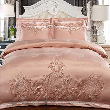 Imagem de Jogo de cama oriental bordado prata seda vermelho casamento capa de edredom conjunto de lençol de cama/linho fronhas cor 5 tamanho queen 4 peças (cor: 2 tamanho queen 4 peças)