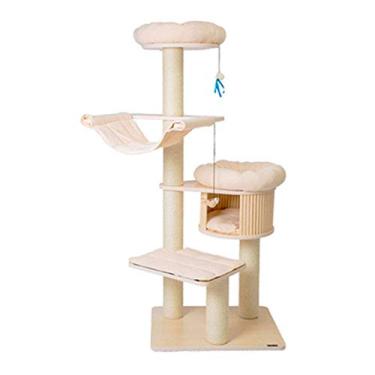 Imagem de Castelo grande multicamadas torre clim para gatos, árvore de sisal, placa de apoio para móveis, centro de atividades com bola de brinquedo, escalada para gatos e casa de ninho de gato (A)