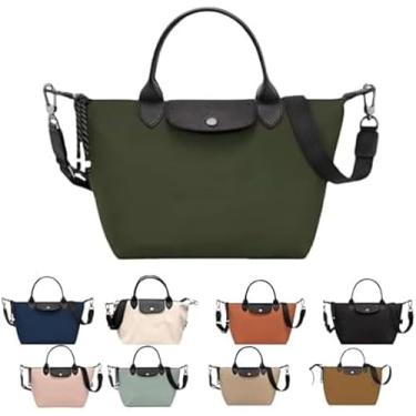Imagem de Bolsa de mão feminina, bolsa transversal de nylon impermeável com alça longa, bolsa de ombro multifuncional bolsa de ombro durável (verde floresta, média)
