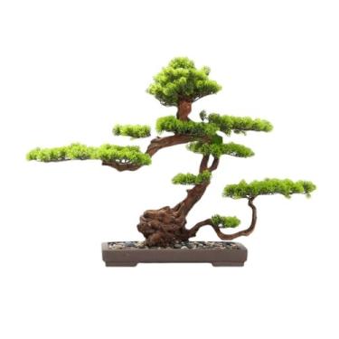 Imagem de Bonsai artificial para entrada de sala de estar, ornamentos de pinheiro falso, decoração de planta verde, decoração de árvore simulação de árvore, paisagismo, bonsai artificial de alta qualidade