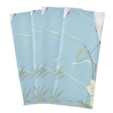 Imagem de Wassud Toalhas de cozinha garças brancas toalhas de prato de cozinha pacote com 4 panos de prato macios com laço para pendurar toalha de mão de secagem rápida super absorvente toalhas de chá de mesa