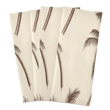 Imagem de Wassud Toalhas de cozinha palmeiras marrons toalhas de prato de cozinha pacote com 4 panos de prato macios com laço para pendurar toalha de mão de secagem rápida super absorvente toalhas de chá de
