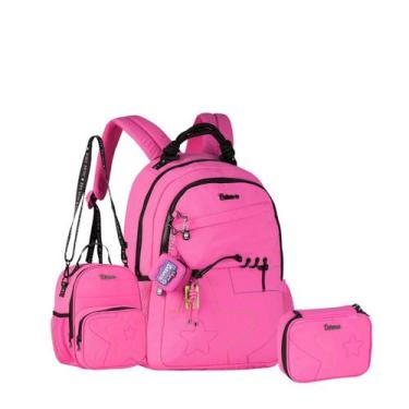 Imagem de Kit Mochila Juvenil Costas Luluca Original 2026 - CLIO, Rosa