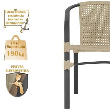 Imagem de 02 Cadeiras Floripa E Mesa Roma 100cm Preta Trama Original Rami