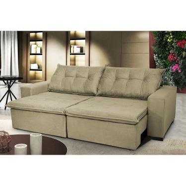 Imagem de Sofá Austrália 2,32 Mts Retrátil, Reclinável Com Molas E Pillow No Assento Tecido Suede Castor