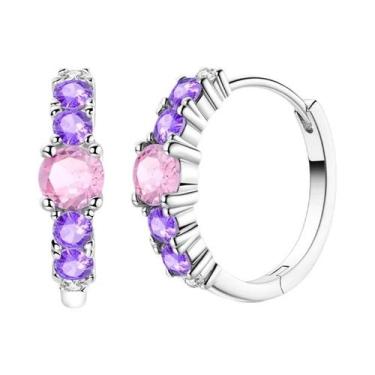 Imagem de Brincos De Argola Grandes Em Prata Esterlina 925 Com Zircônia Para Mul