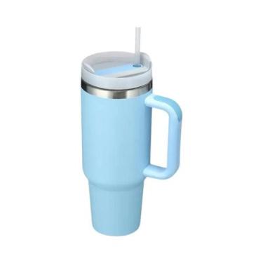 Imagem de Copo Térmico De Aço Inoxidável 30oz 40oz Com Alça, Tampa E Canudo, Gar